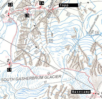 Map - Basecamp and the route to the summit